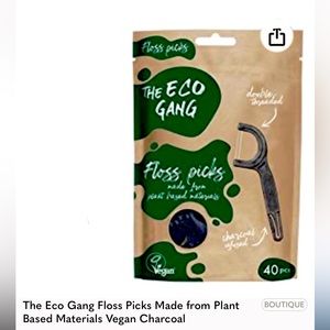 Plant based Charcoal Bamboo Vegan Dental Floss Picks Eco Friendly BPA Free x2